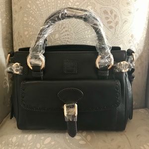 NWT Dooney & Bourke Medium Pocket Satchel Florentine Leather/Black/Black